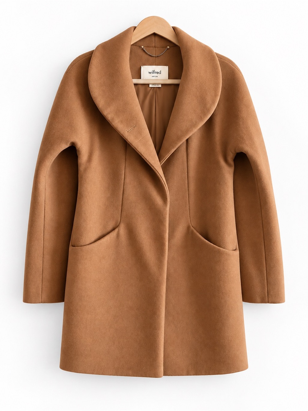 Wilfred Aritzia Camel Wool Cashmere Shawl Collar Coat XS